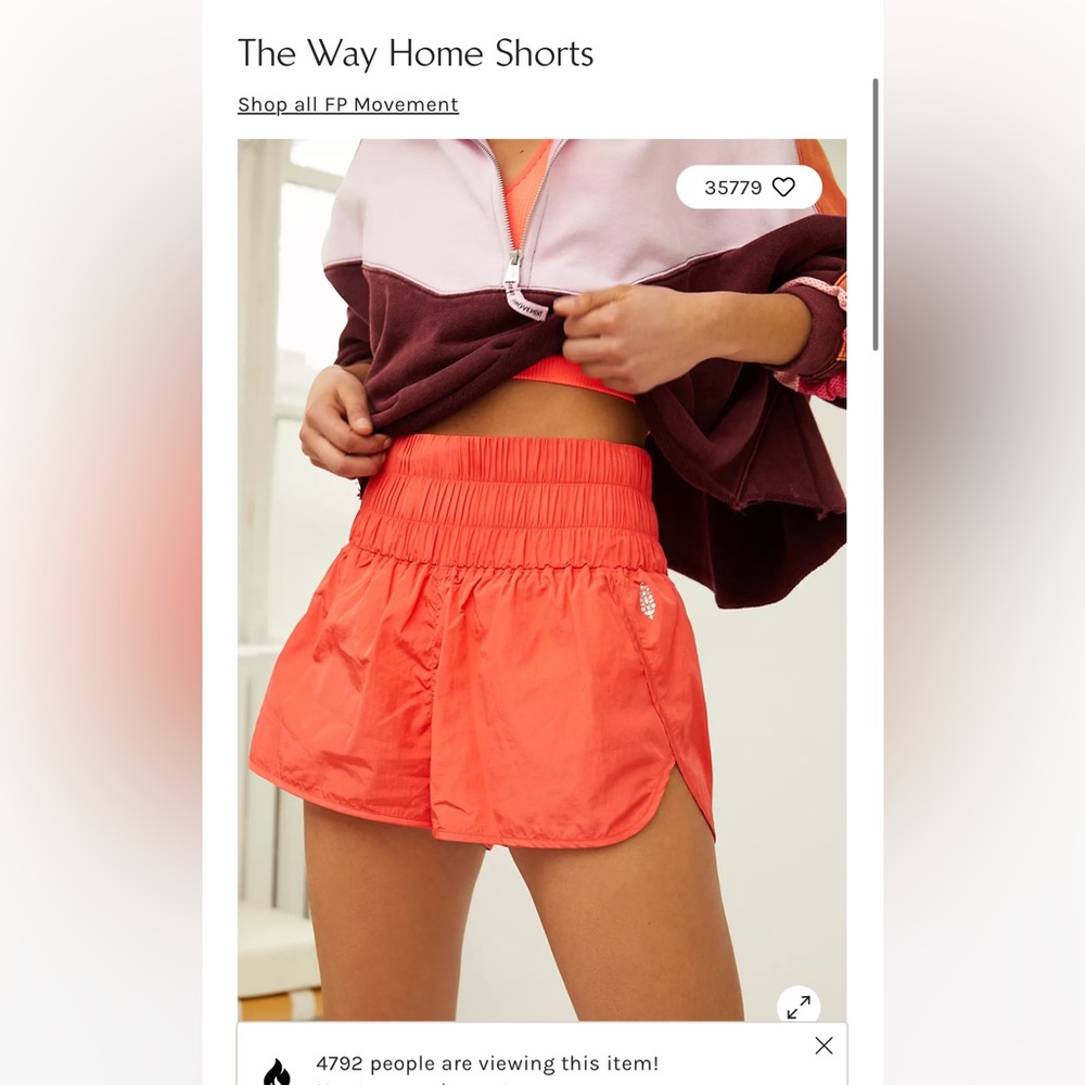 Free People The Way Home Athletic Shorts in Bright Coral